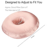 Washable Silky Satin Ear Piercing Pillow with Removable Pillowcase Smooth Cooling Donut Pillows Hole for Ear Pain Relief CNH Sleeping Pressure Sore Side Sleepers Ear Guard Protector, Coral