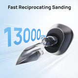HOZO NeoSander Reciprocating Detail Sander, Mini Electric Pen Sander with 13000 SPM Linear Motion, Adjustable Stroke for Precision Sanding, Ideal for 3D Printing, Model Making, Crafts & DIY Projects