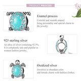 WOSTU 925 Sterling Silver Blue Enamel Sea Turtle Bead Charm for Bracelets