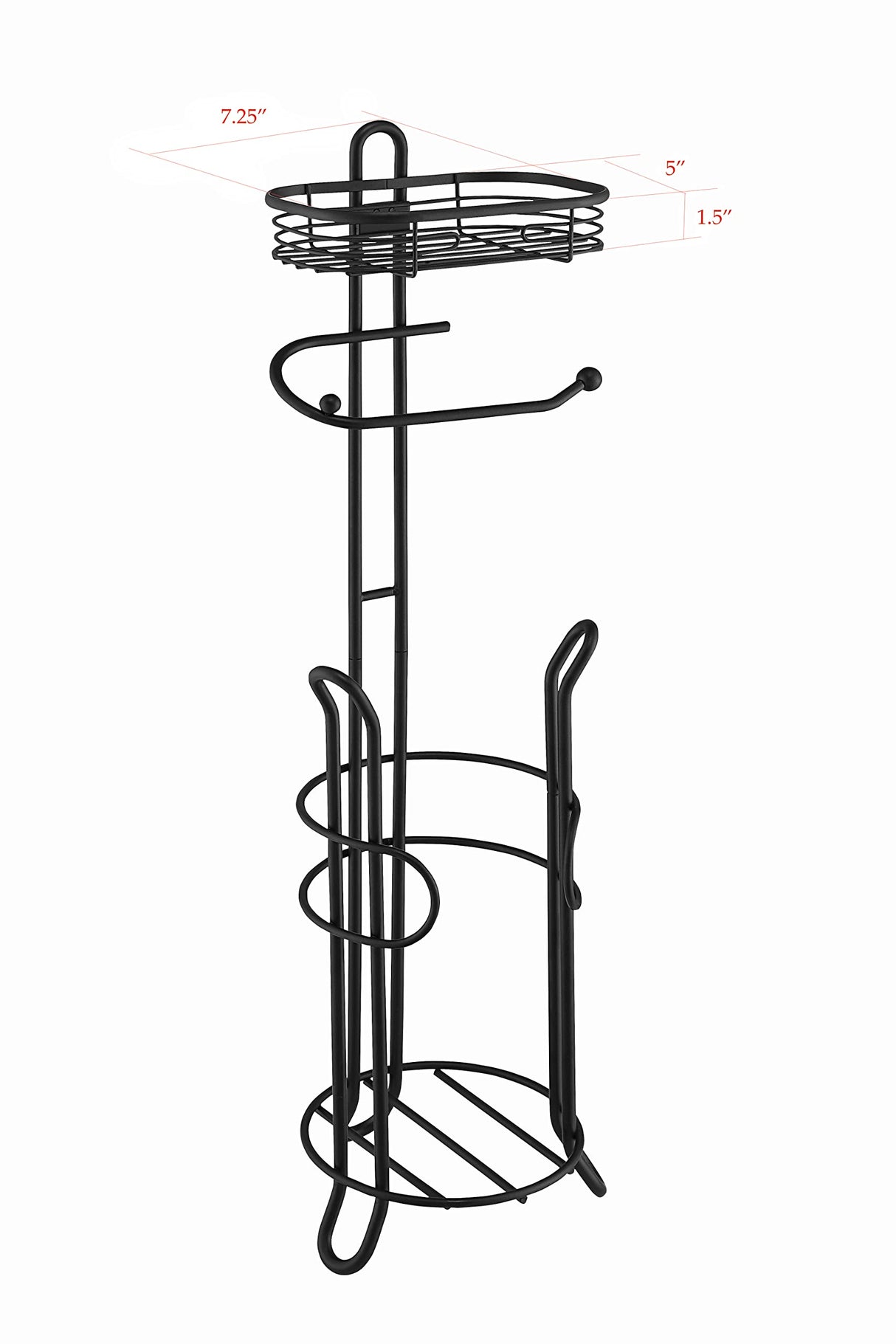 SunnyPoint Bathroom Heavyweight Toilet Tissue Paper Roll Storage Holder Stand with Reserve and Shelve, The Reserve Area Has Enough Space to Store Mega Rolls. (Black)