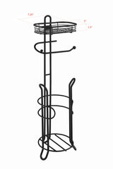 SunnyPoint Bathroom Heavyweight Toilet Tissue Paper Roll Storage Holder Stand with Reserve and Shelve, The Reserve Area Has Enough Space to Store Mega Rolls. (Black)