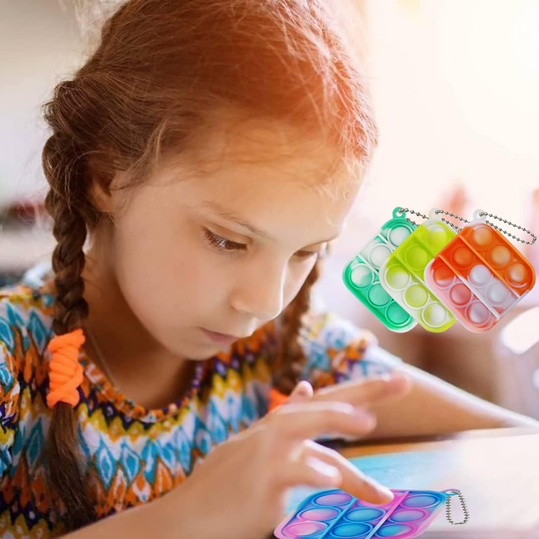 120 Pcs Mini Pop Bubble Fidget Sensory Toys for Party Favors,Pop Keychain Bulk for Classroom Prizes, Easter Basket Stuffers Christmas Valentine Gifts for Kids Students