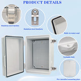 YETLEBOX Outdoor Waterproof Electrical Box Junction Box Weatherproof IP67 ABS Plastic Enclosure Switch Router Project Box Electronics DIY Enclosure With Mounting Plate Wall Bracket Grey 8.6"x6.6"x4.3"