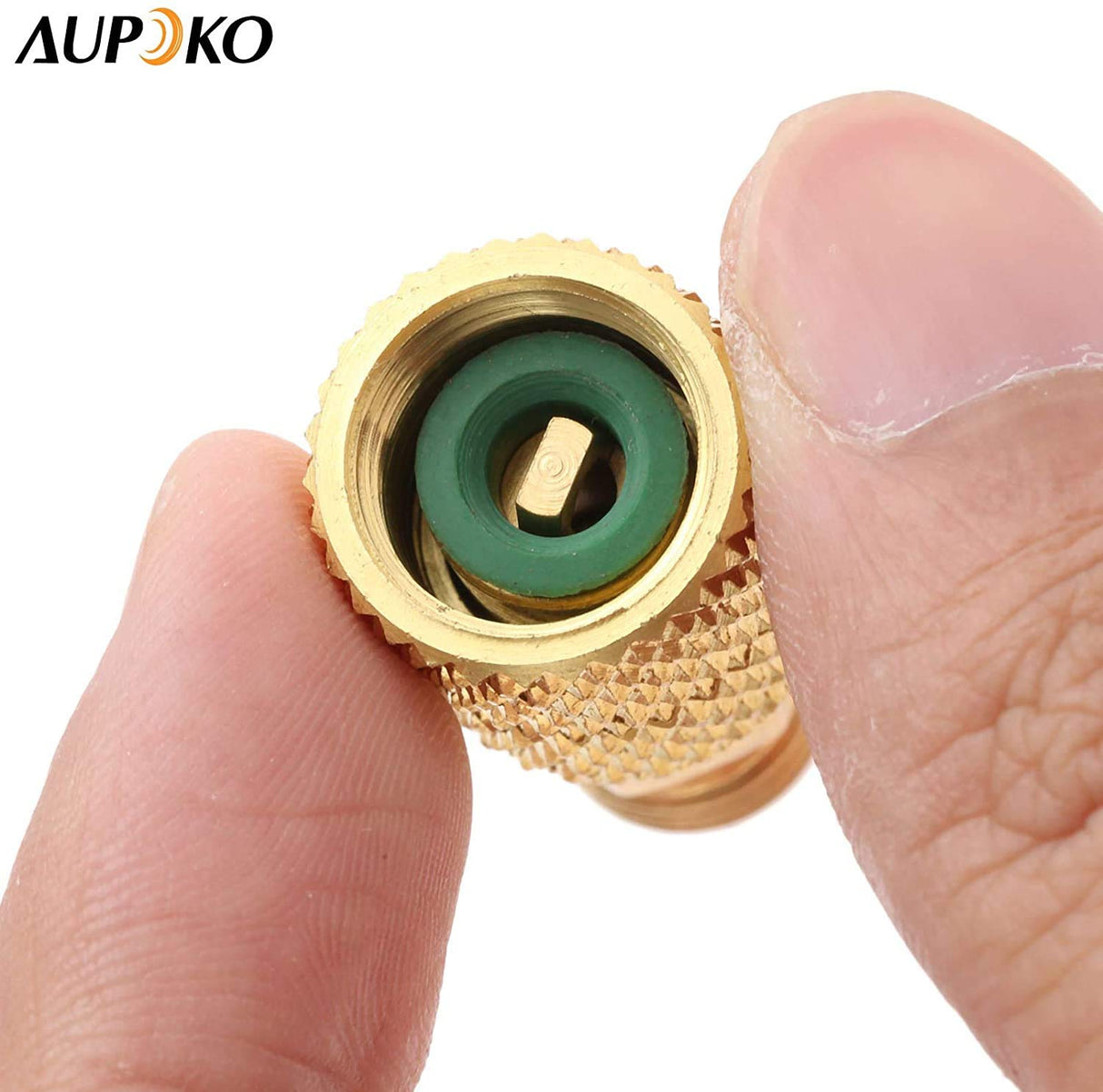 Aupoko R410A Charging Vacuum Port Adapter Kit, 2PC 45 Degree Angled and 90 Degree Charging Vacuum Adapters, 2PC R410A Straight Swivel Adapters, 5/16" Female to 1/4" Male Flare for Mini Split System