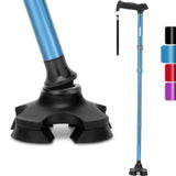 REHAND Walking Cane for Men & Women - Foldable, Adjustable, Lightweight, Self Standing Pivot Walking Cane, Soft Handle Grip, with Travel Bag, Walking Sticks for Seniors & Adults (Blue)