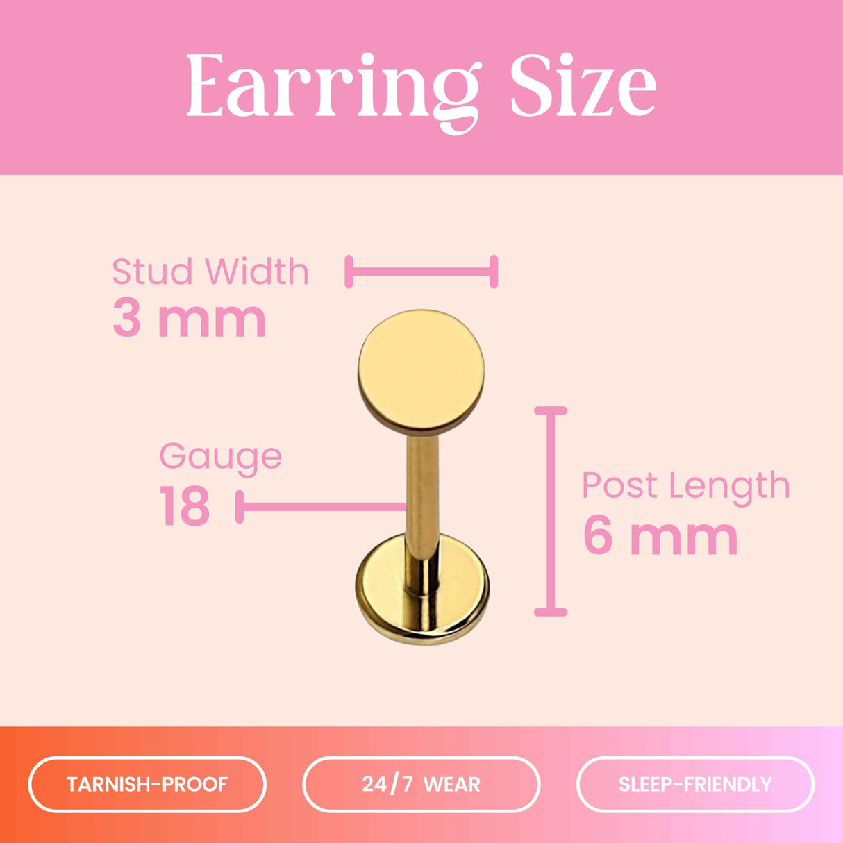 Cords Club Circle Flat Back Stud- Hypoallergenic Titanium Women's Earring