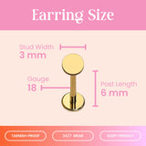 Cords Club Circle Flat Back Stud- Hypoallergenic Titanium Women's Earring