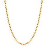 Fiusem 14K Gold Plated Wheat Chain Necklace for Men, 2.5mm 14K Gold Plated Stainless Steel Necklace Chains for Men and Women 24 Inch