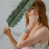 AYANA Turquoise Brass Bracelet | Stone of Healing & Protection | Throat Chakra | December Birthstone | Handcrafted with Ethically Sourced, Natural, Pure Gemstones