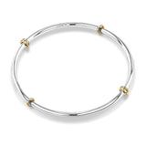 NOKMIT Two-Tone Stackable Bangle for Women High Polished Thin Interlocking Stainless Steel Bracelets Classic Plain Non-Tarnish Gold&Silver Mixed Metal 1PC/3PCS (1pc, 8.0inch)