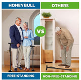 HONEYBULL Walking Cane for Men & Women - Foldable, Adjustable, Collapsible, Free Standing Cane, Pivot Tip, Heavy Duty | Walking Sticks, Folding Canes for Seniors & Adults (Black, Pivot Cane)