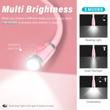 Vekkia Rechargeable LED Neck Reading Light, Book Lights for Reading in Bed, 3 Brightness Levels, Flexible Soft Silicone Arms Comfortable Wear, Long Lasting, Perfect for Craft & Knitting, Pink