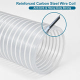Qucship PVC Dust Collection Hose 4" x 10', Puncture-Resistant, Flexible Clear PVC Fume Hose with Carbon Steel Wire Coil for Dust Collection Systems