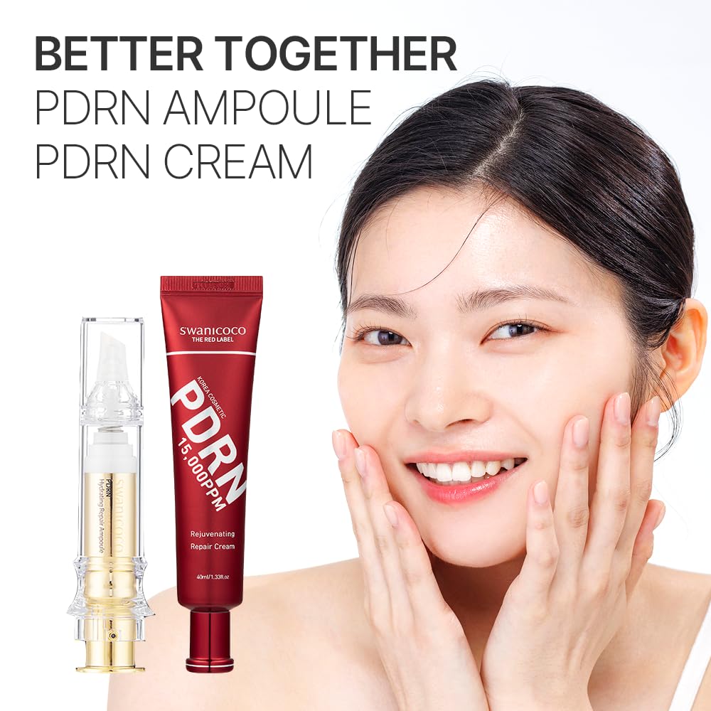 SWANICOCO PDRN Rejuvenating Repair Cream, 99.9% Pure Salmon (Sodium DNA), Bakuchiol, Cica Exosome, Niacinamide, Aging Care, Wrinkle Care, Intensive Glow, Skin Elasticity, 40ml 1.35 fl Oz
