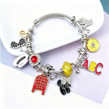 PINPCOO Adjustable Retro Music Legend Bracelet with Red Jacket Hat Glove ABC Charms, Fan Birthday Memorial Gift