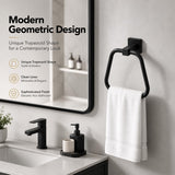 Matte Black Towel Ring for Bathroom 2 Pack, Kitchen Bath Towel Holder Hangers Wall Mount Heavy Duty Stainless Steel