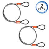 BV 2.5FT Bike Cable with Loops-5mm (3/16 Inch) Cut-Resistant Braided Steel Cable-Versatile & Weatherproof-Small Security Cable Lock, Security Chain for Padlock, Chain Lock, Wire Lock (Pair)