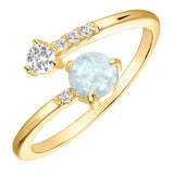 PAVOI 14K Yellow Gold Plated Adjustable White Opal Stacking Rings for Women