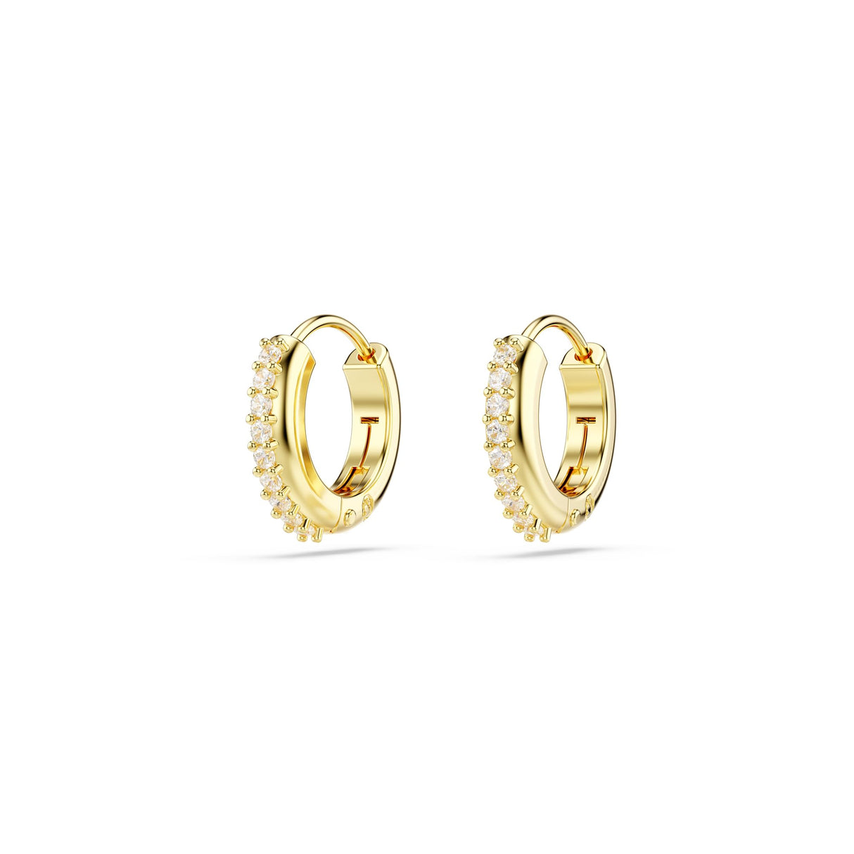 Swarovski Matrix Hoop Earrings, Round Cut, Clear, Gold-Tone Finished