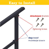 Hand Rails for Outdoor Steps，Stair Handrail & Indoor Stair Railing Kit，Railings for Outdoor Steps for Fence & Outdoor Steps (1, Black-Straight, 2 Step)