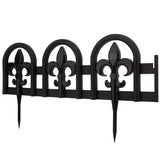 Evelyne Black Garden Border Plastic Edging – PP Plastic, Metal-Free Wrought Iron Look Design, 15pcs Black Yard Landscaping Fence Liner Lawn Edge Barrier, 20ft Kit of Decorative Lawn Landscape Panels