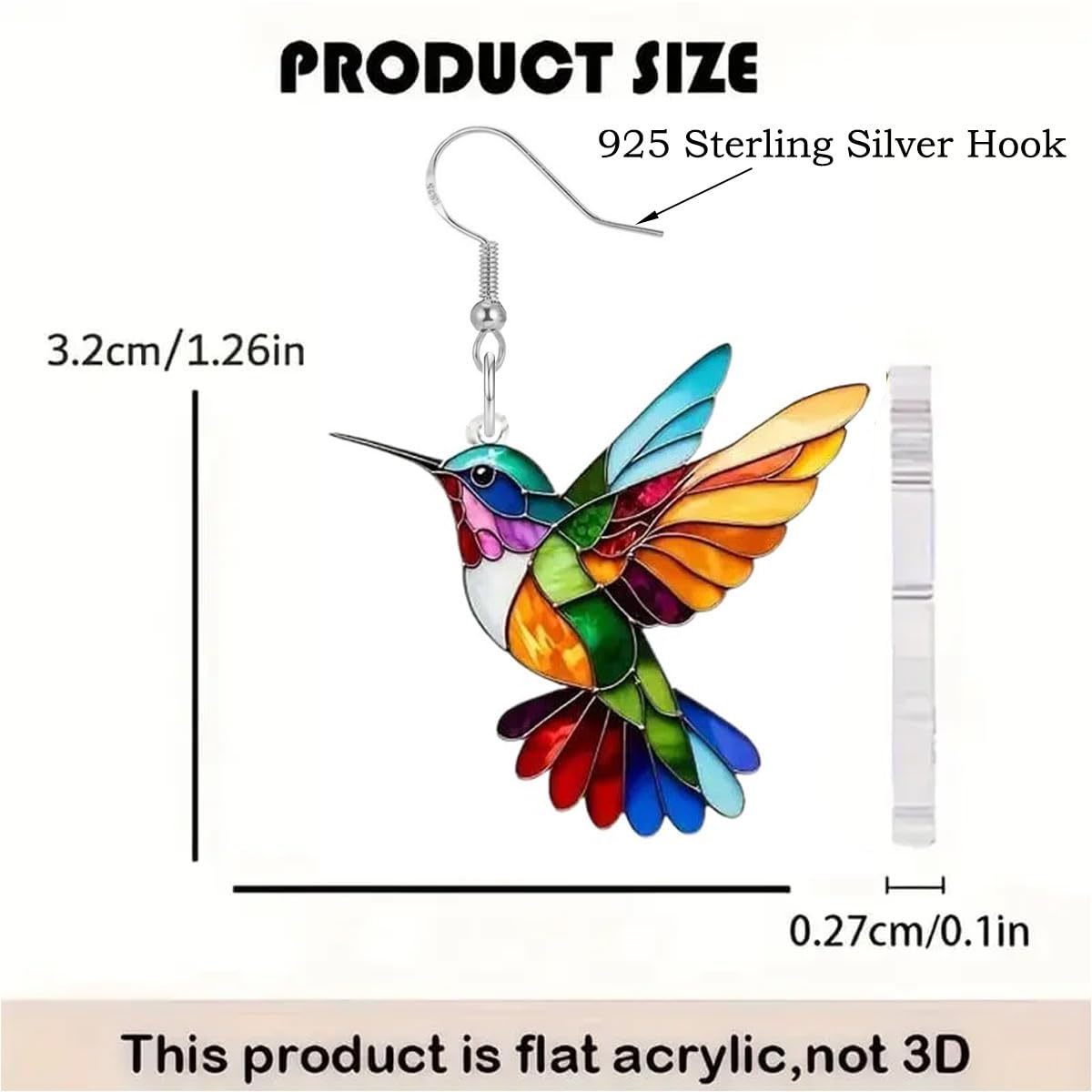Hummingbird Earrings for Women with 925 Sterling Silver Hooks