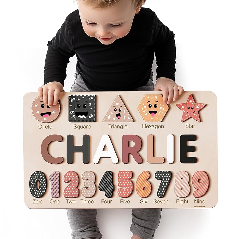 Zuzu Puzzle Puzzles for Toddlers Boy and Girl, Personalized Name Puzzle, 12 Month Toy, Gifts for 0 1 2 3 Years Old, Baby Gifts, Baby Shower, Christmas, NewBaby Gift, 0 3 6 9 12 18 24 36 Months