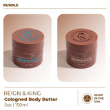 Crowned Skin King and Reign Cologned Body Butter Bundle | Sandalwood, Leather, Fresh, and Nautical Scents | Infused with Organic Shea & Mango Butters | Moisturizing Formula with All-Day Fragrance
