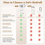 easymake Bed Rails for Elderly Adults Safety: Adjustable Bedside Assist Rails with Storage Pockets, Non-Slip Handles, Sensor Night Light, 400LB Gravity Capacity