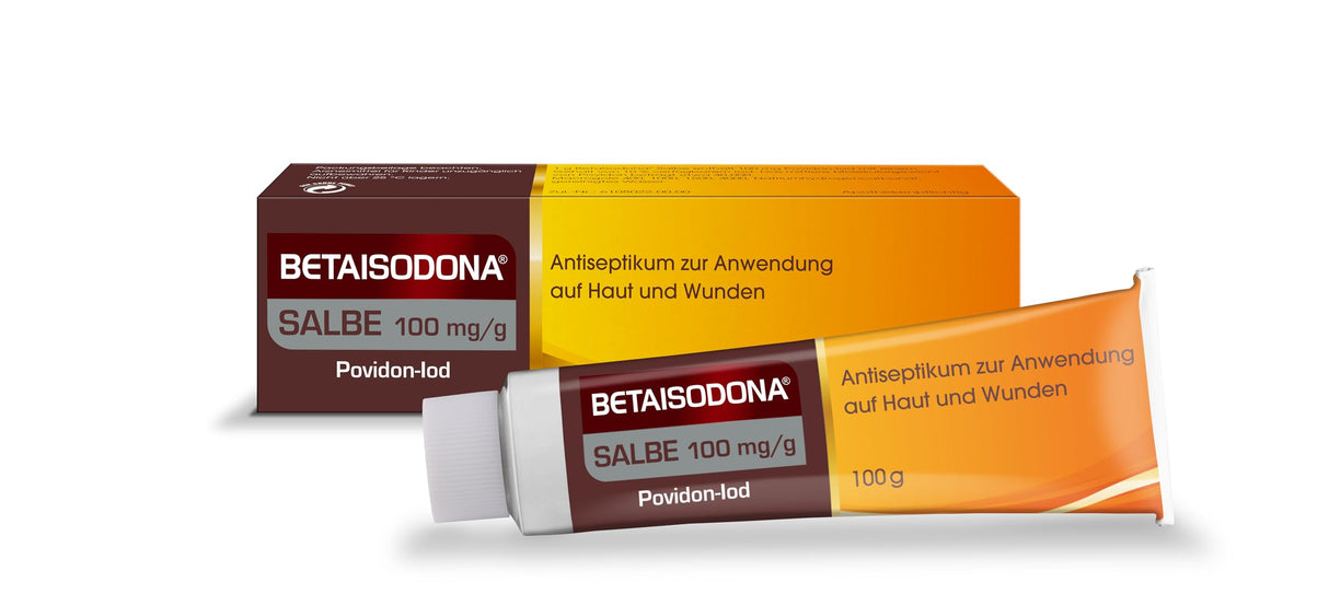 Betaisodona® Salbe 100 g Wunddesinfektion für Erwachsene und Kinder ab 1 Jahr, Wunddesinfektionsmittel ohne Alkohol mit PVP-Iod – brennt nicht