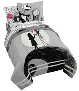 Jay franco Disney Nightmare Before Christmas Moonlight 7 Pc Jay franco Queen Bed Set-Includes Reversible Comforter&Sheet Set-Features Jack&Sally-Super Soft Fade Microfiber-(Official Disney Product)