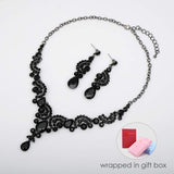 CSY Elegant Costume Jewelry Sets for Wedding Party Prom (Black)