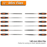 REXBETI 25Pcs Metal File Set, Premium Grade T12 Drop Forged Alloy Steel, Flat/Triangle/Half-round/Round Large File and 12pcs Needle Files with Carry Case, 6pcs Sandpaper, Brush, A Pair Working Gloves
