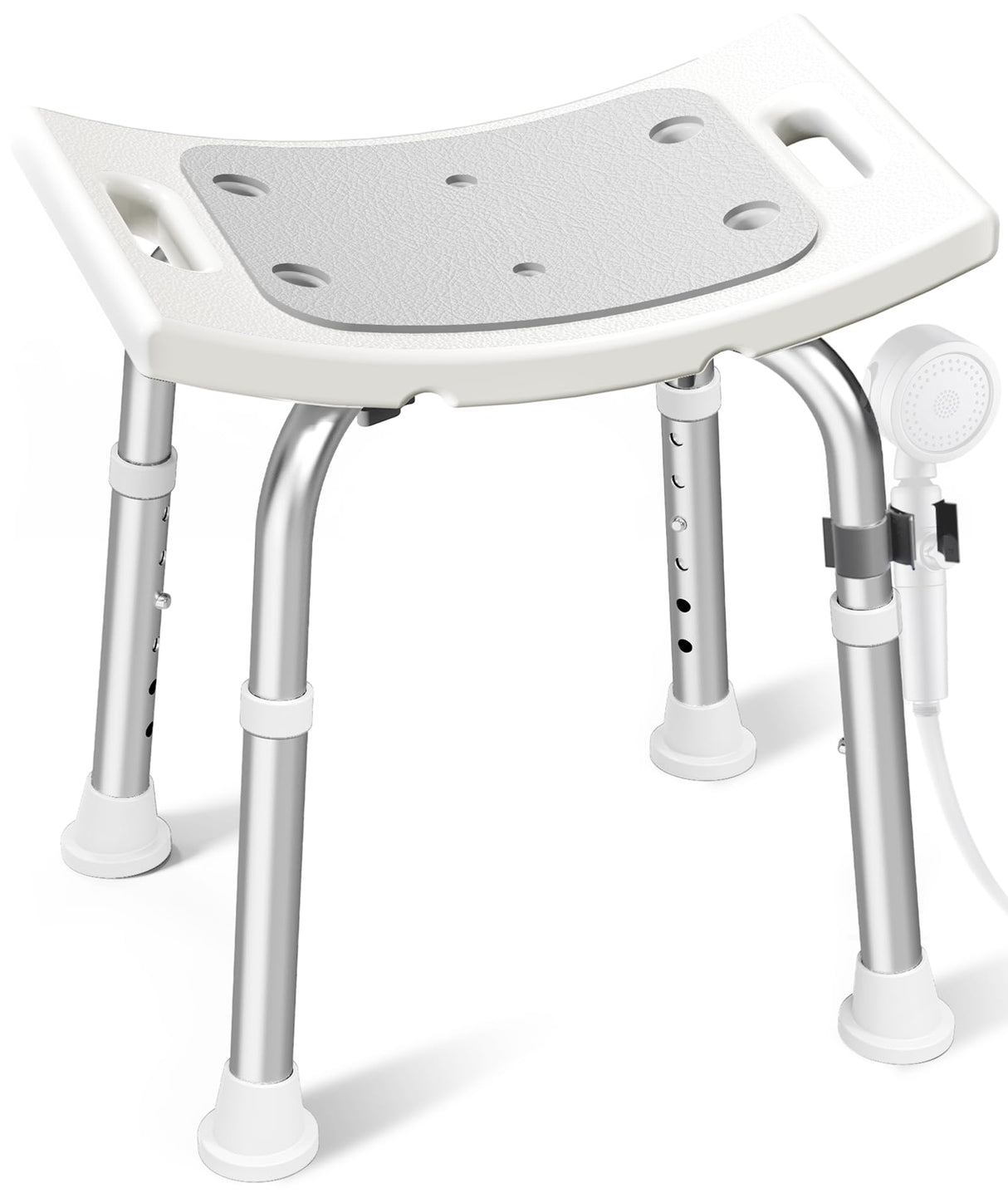 HOMLAND Shower Chair for Inside Shower, FSA/HSA Eligible 400 lbs Adjustable Shower Stool with Suction Feet, Shower Seat for Inside Tub Bathroom Bench Bath Chair for Elderly and Disabled - Light Gray