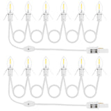 2Pack Accessory Cord with 12 LED Light Bulbs Christmas Village String Light 10.3FT White Cord with Spare Fuse Warm White C7 Lamp for Halloween Pumpkins Christmas Village Houses and Craft Decoration