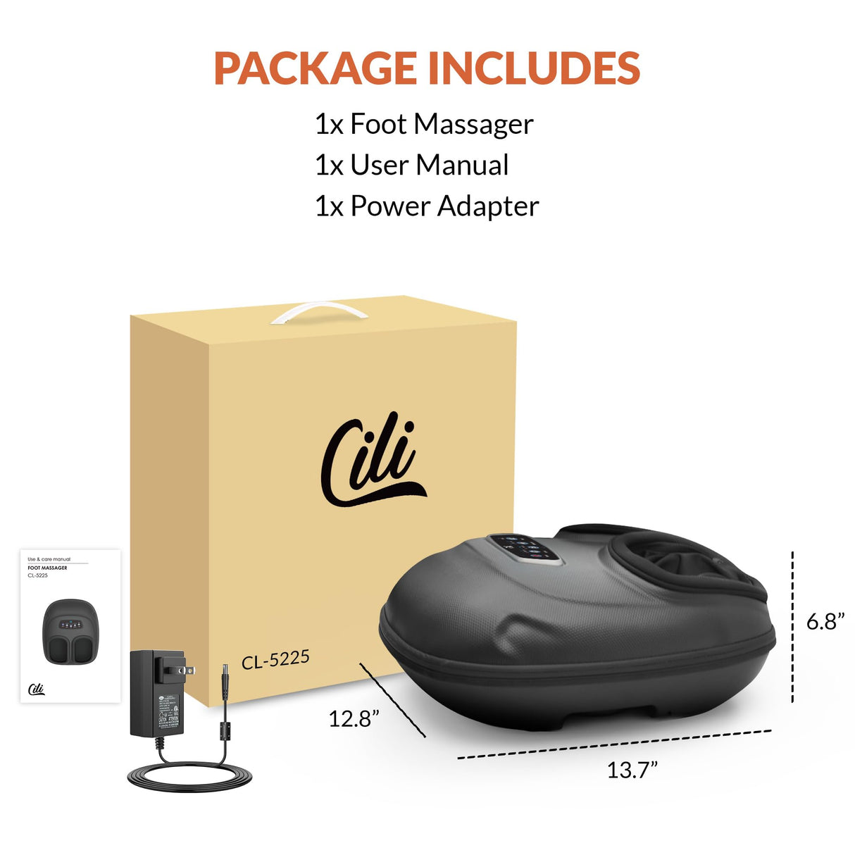 CILI Shiatsu Foot Massager Machine, Electric Heated Feet Massager for Plantar Fasciitis, Kneading Vibration Compression, Detachable Sleeve, Up to Men Size 13, Gifts for Dad Men