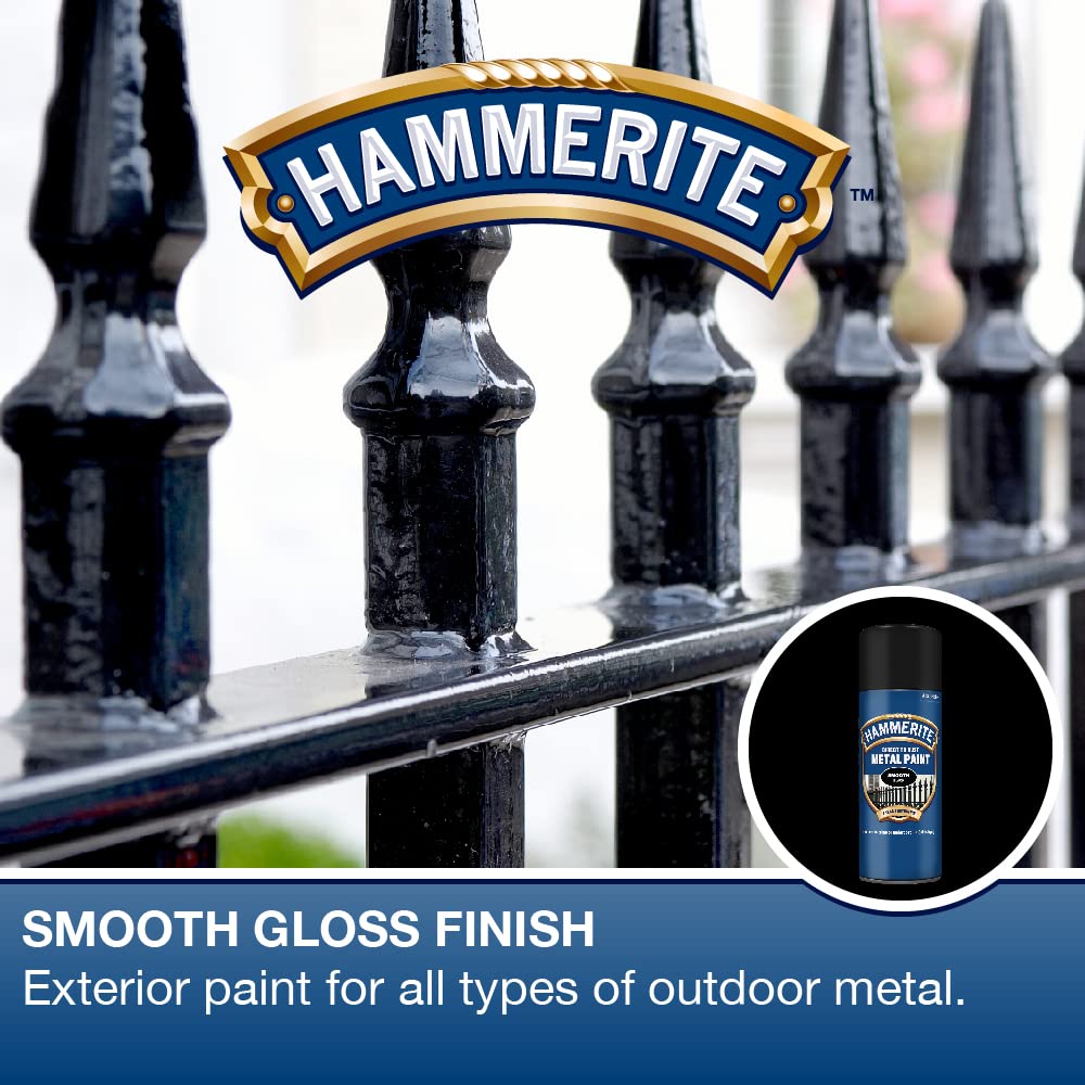 Hammerite 5092965 Metal Paint: Smooth Black 400Ml (Aerosol)