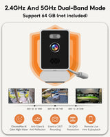 5MP 2K Window Camera,2.4GHz & WiFi Indoor Cameras for Home Security with Mounting Sticker Al Color Night Vision,Person & Motion Detection, (White)