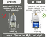 RP46074 Compatible with Delta 13/14 Series Bath Tub Shower Faucet Single Handle Universal MultiChoice Rough-in Valve Monitor Cartridge Repair Assembly Plumbing Parts