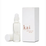 kai perfume oil. rose absolute, gardenia wrapped in white exotic flowers, layered with rose absolute. eau de perfume roll-on oil, 1/8 fl oz., vegan, cruelty free, made in the usa