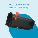 Architectural Mailboxes Parsons™ Rust-Proof Plastic Post Mounted Mail Box for Outside, Black, Medium Curbside Mailbox, USPS Approved for Residential Delivery