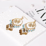 Tan Ran Bohemian Long Tassel Turquoise Water Drop Dangle Earrings