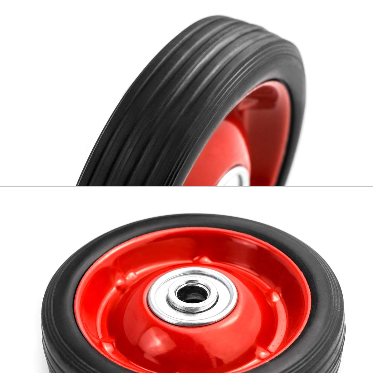 QWORK 2 Pack 5" x 1.5" Premium Rubber Wheel with Ball Bearing, Hand Truck Wheel, Capacity up to 88 lbs