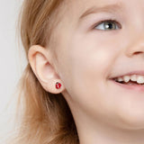 925 Sterling Silver Kids Red Ladybug Stud Earrings with Hypoallergenic Safety Screw Back for Young Girls & Toddlers - Animal Lover earrings Gift for Toddlers to Pre-Teens