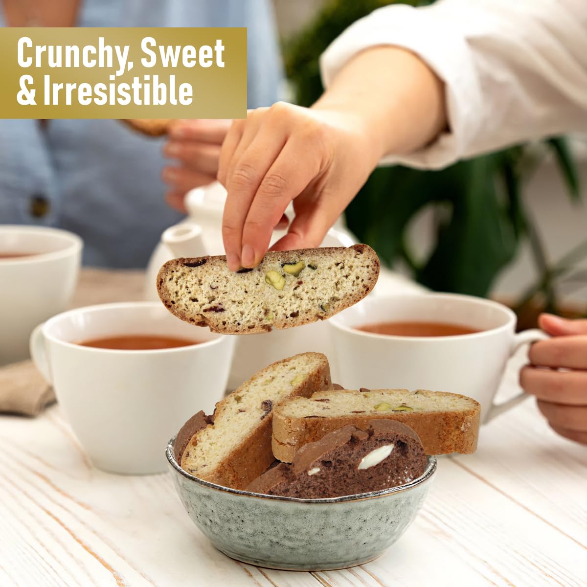 Italian Biscotti Cookie Gift Box, 30+ Pieces Individually Wrapped Gourmet Biscotti - 2Lb Square Tin with Authentic Italian Cookies for Holliday Gifting, Coffee Pairing, and Christmas Celebrations