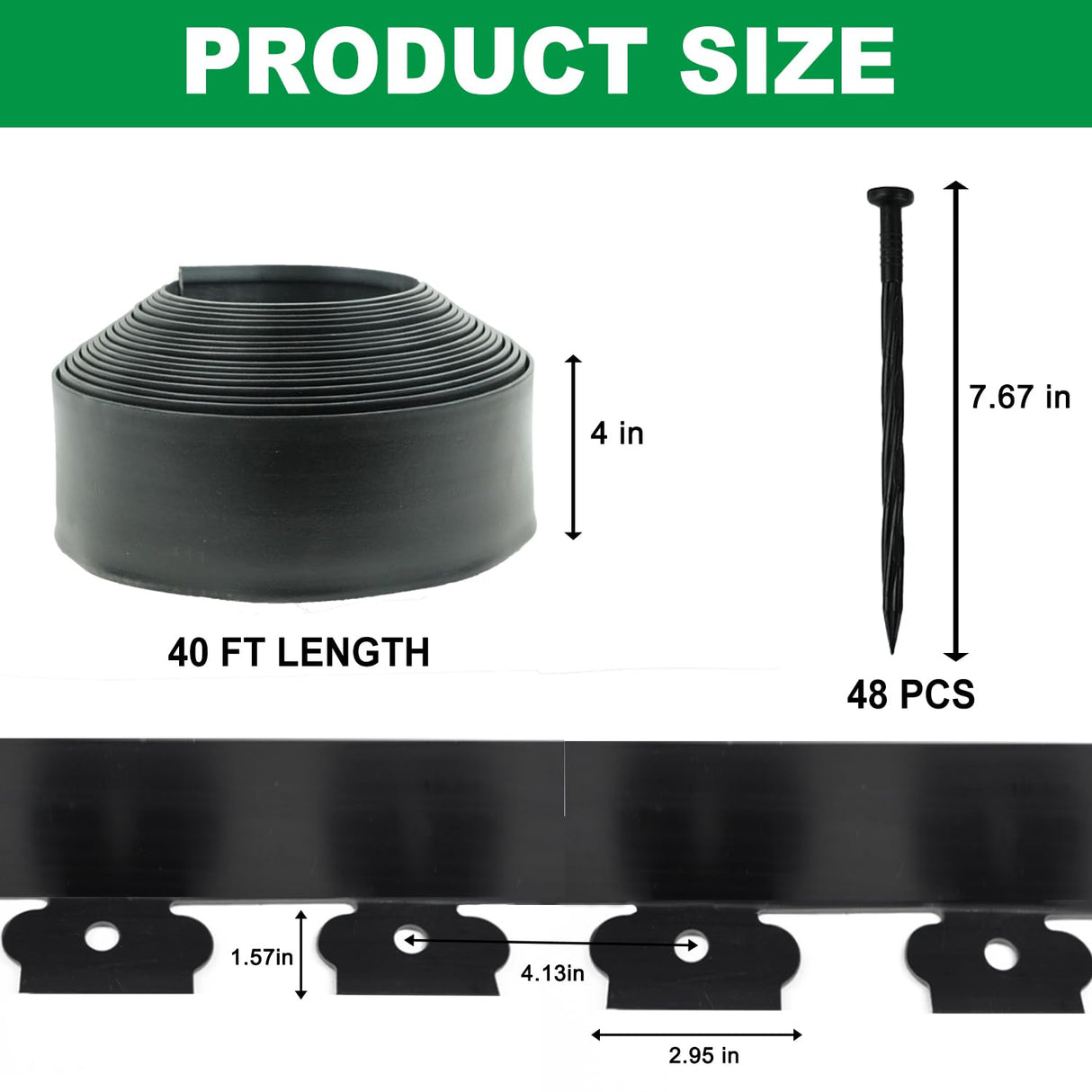 Hugeleaf Landscape Edging Kit Garden Edging 40 Ft with 48pcs Spikes