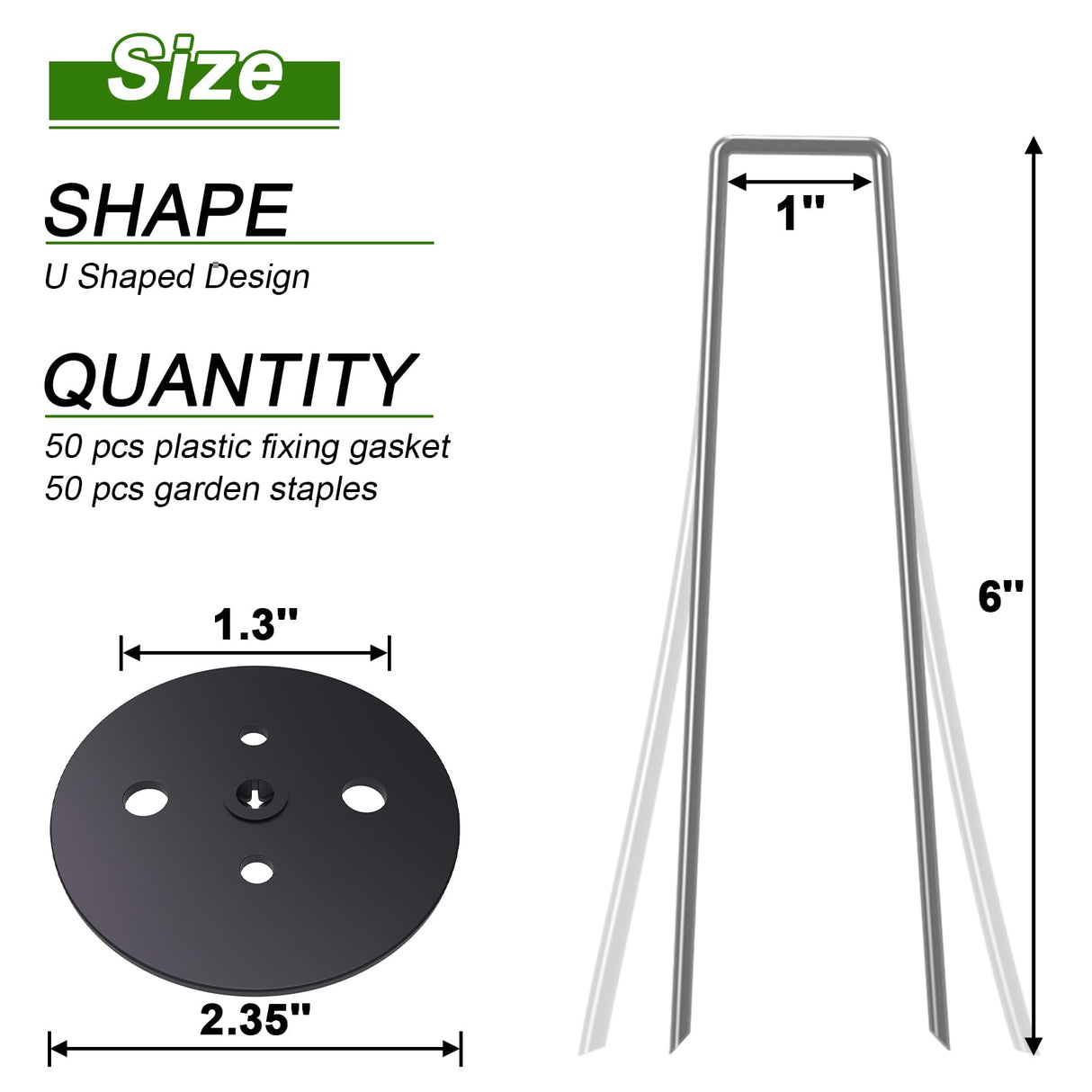 AAGUT Landscape Staples 6 Inch with Gaskets, Galvanized Garden Stakes