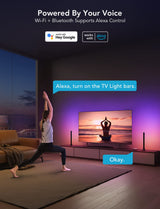 Govee RGBIC Light Bars, 15 Inches WiFi TV Backlight Suitable for 45-70 inch TVs, Smart Light Bars with Multiple Placement Options, Work with Alexa and Google Assistant, Black