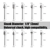 Tungsten Carbide Rotary Burr Set for Dremel, 10PCS Carbide Double Cut Carving Burr Bits with 1/8” Shank Rotary Tool Accessories for Woodworking, Engraving, Drilling, Steel Metal Working