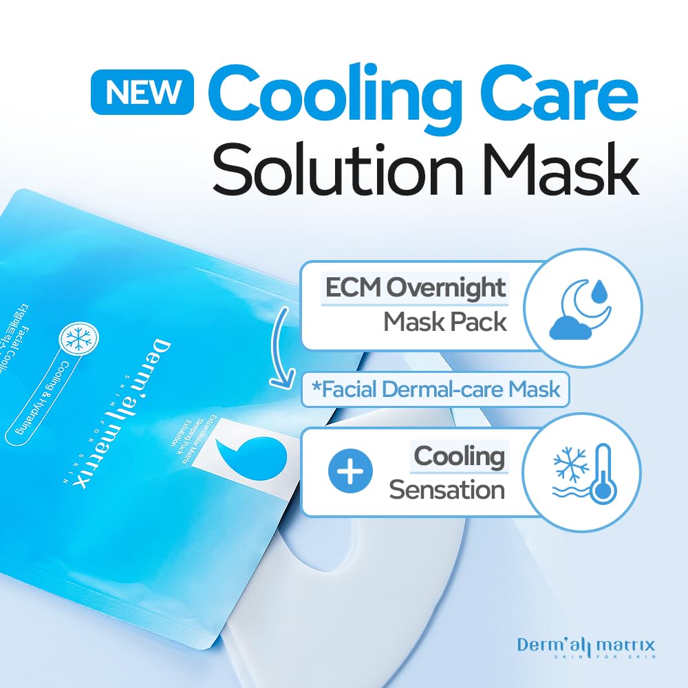 DERM·ALL MATRIX] Facial Cooling Care Mask 30g x 5 sheets. ECM. Deep hydration & Exfoliation. Cooling soothing effect.Natural Hydration & Refreshing Coolness.Korean Sheet Mask.